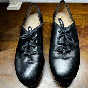 Capezio Gold Series Black Leather Tap Shoes  Sz 8.5